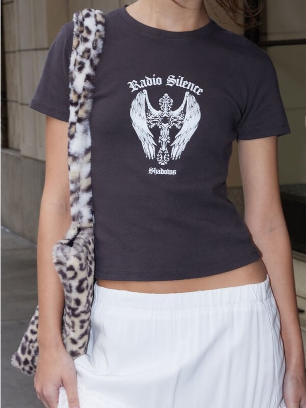 brandy melville j. galt black radio silence angel graphic baby tee